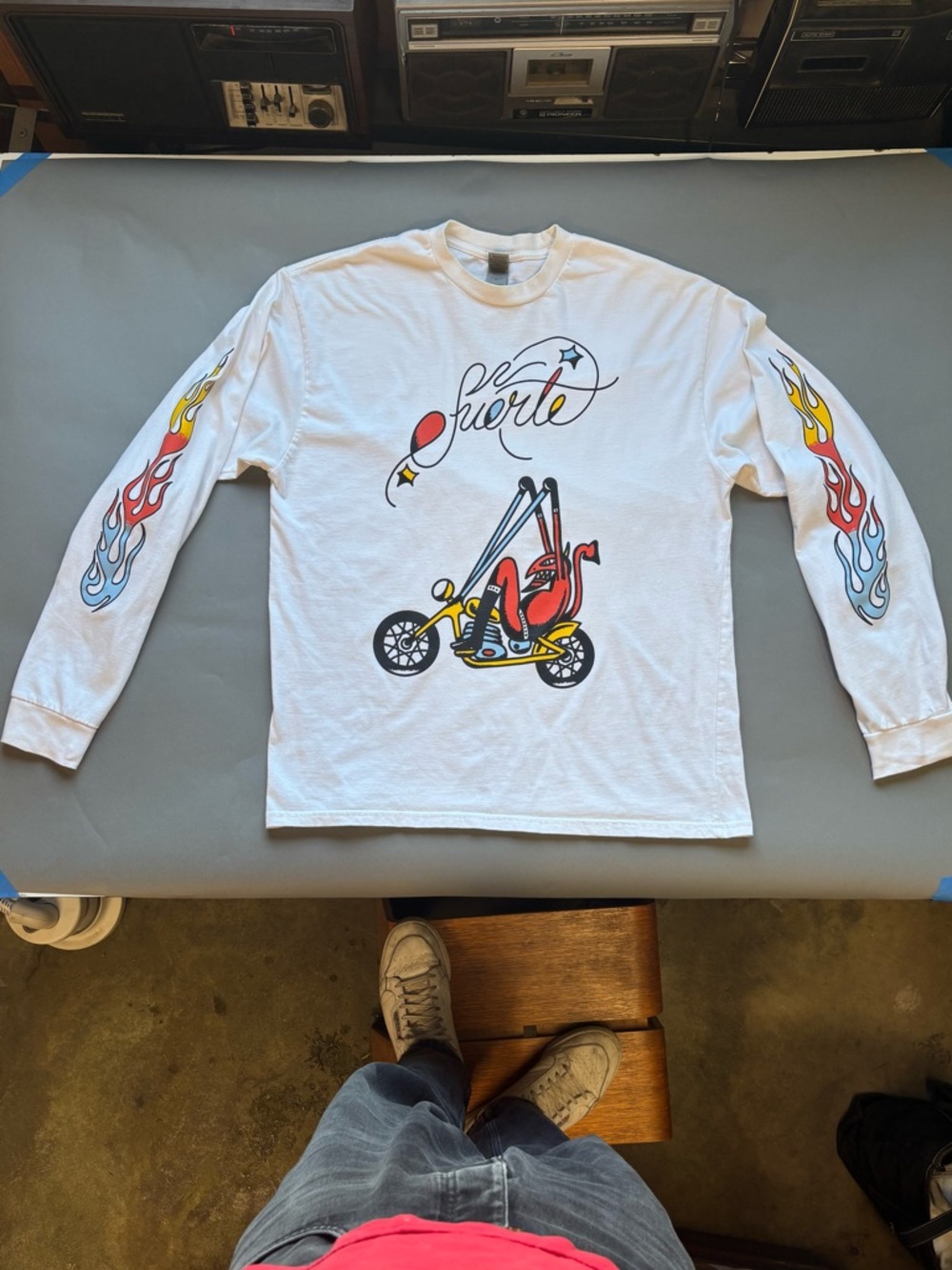 Long sleeve Suerte motorcycle graphic tshirt, excellent used condition